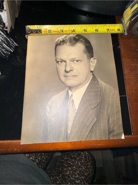 Vintage Black & White Portrait Photograph of a Mayor in Suit